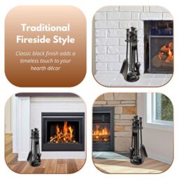 "Marco Paul 16"" Traditional Fireside Set Fireside Accessories Set for Home Fireplace in Black" - thumbnail 5