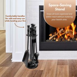 "Marco Paul 16"" Traditional Fireside Set Fireside Accessories Set for Home Fireplace in Black" - thumbnail 9