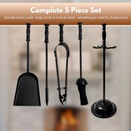 "Marco Paul 16"" Traditional Fireside Set Fireside Accessories Set for Home Fireplace in Black" - thumbnail 6