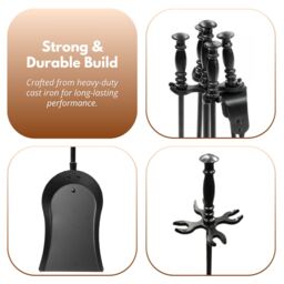 "Marco Paul 16"" Traditional Fireside Set Fireside Accessories Set for Home Fireplace in Black" - thumbnail 7