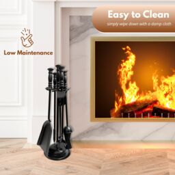"Marco Paul 16"" Traditional Fireside Set Fireside Accessories Set for Home Fireplace in Black" - thumbnail 8