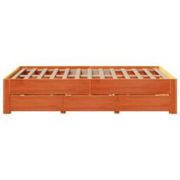 Berkfield Home Durable Bed Frame Frame w/Drawers Wax Brown 135x190 cm Double Sol - thumbnail 5