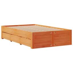 Berkfield Home Durable Bed Frame Frame w/Drawers Wax Brown 135x190 cm Double Sol - thumbnail 1