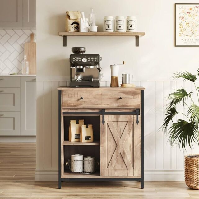 VASAGLE Storage Cabinet Sideboard TV Cabinet Drawer Sliding Door Industrial in Camel - image 1