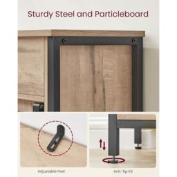VASAGLE Storage Cabinet Sideboard TV Cabinet Drawer Sliding Door Industrial in Camel - thumbnail 6