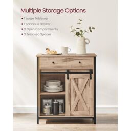 VASAGLE Storage Cabinet Sideboard TV Cabinet Drawer Sliding Door Industrial in Camel - thumbnail 2