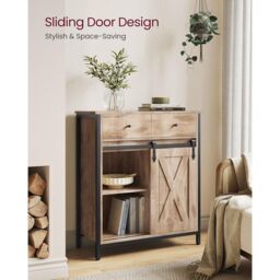VASAGLE Storage Cabinet Sideboard TV Cabinet Drawer Sliding Door Industrial in Camel - thumbnail 8