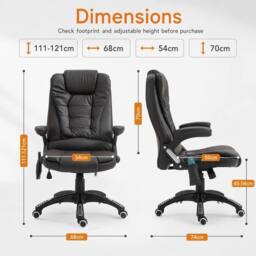 STILVORA Office Chair with Heating & Massage, Brown - thumbnail 4