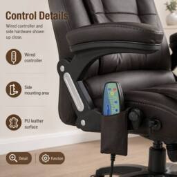STILVORA Office Chair with Heating & Massage, Brown - thumbnail 7