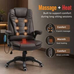 STILVORA Office Chair with Heating & Massage, Brown - thumbnail 6