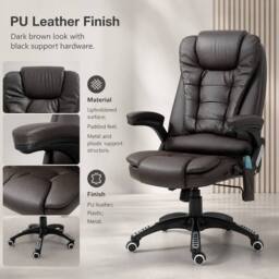 STILVORA Office Chair with Heating & Massage, Brown - thumbnail 8