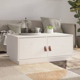 Berkfield Home Coffee Table White 80x50x35 cm Solid Wood Pine - Size: 80 x 50 x 35 cm - thumbnail 2