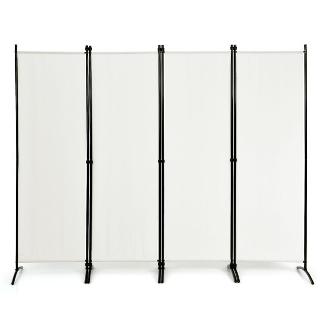 Costway Folding Room Divider 4 Panel Wall Privacy Screen Protector Home Living Room in White - image 1