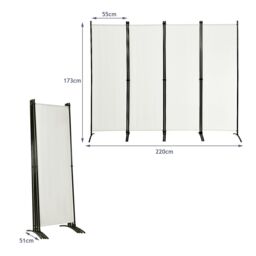 Costway Folding Room Divider 4 Panel Wall Privacy Screen Protector Home Living Room in White - thumbnail 2