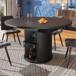 Rolipo Extendable Round to Oval Dining Table 6 Seater Walnut Black - thumbnail 8