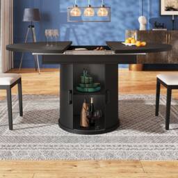 Rolipo Extendable Round to Oval Dining Table 6 Seater Walnut Black - thumbnail 7