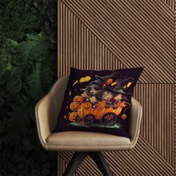 Warren Reed - Designer Cartoon Illustrations A Magical Pumpkin Carriage With Outdoor Cushion in Orange - Size: 60 cm x 60 cm - thumbnail 2