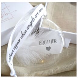Amaya Rose Ltd In Memory of Brother Feather Round Bauble Gift Boxed. Memorial Décor in Clear - thumbnail 5