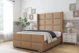 "Sloomy Beaumont Dumfries Bed Frame With 50"" Upholstered Wingback Headboard in Light Brown - Size: Small Double" - thumbnail 2