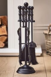 Dibor Matte Black 4pc Fireside Companion Fireplace Tool Set