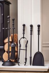 Dibor Matte Black 4pc Fireside Companion Fireplace Tool Set - thumbnail 3