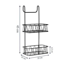 EONLION BLACK Shower Screen Caddy Plastic Coated Non Rusty - thumbnail 2