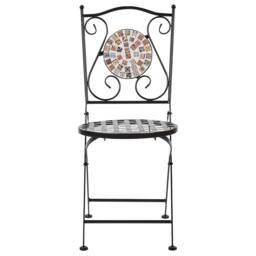 Wyld and Coco Black Metal Folding Garden Chairs with Mosaic Backrest - Set of 2 - thumbnail 6