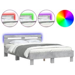 Berkfield Home Durable Bed Frame with LED without Mattress Concrete Grey 120x200 cm - Size: Small Double - thumbnail 3