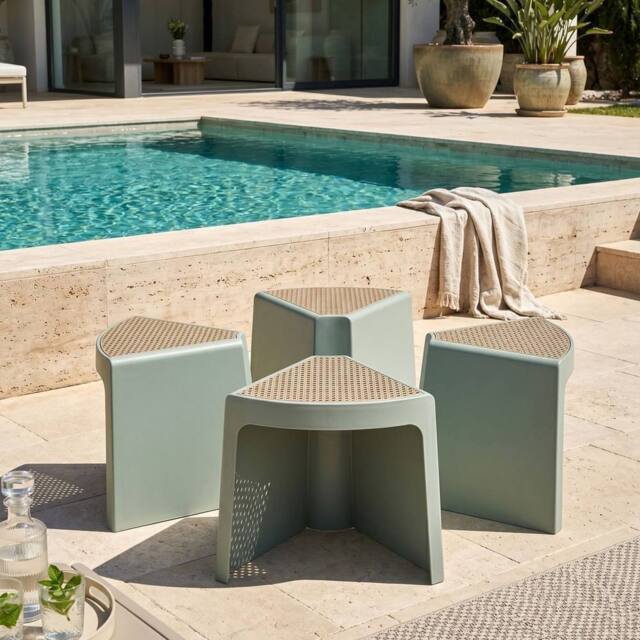 Wyld and Coco Mint Green Stackable Garden Stools Set of 4 ABS Stackable Patio - image 1