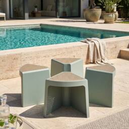 Wyld and Coco Mint Green Stackable Garden Stools Set of 4 ABS Stackable Patio - thumbnail 1