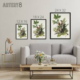 "Artery8 American Robin Birds Nest Audubon Nature Black Framed Canvas Wall Art in White - Size: W12"" x H16""" - thumbnail 4