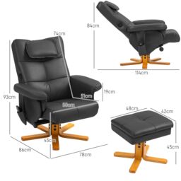 HOMCOM Massage Recliner Chair with Footstool & Hidden Storage in Black - thumbnail 3