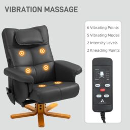 HOMCOM Massage Recliner Chair with Footstool & Hidden Storage in Black - thumbnail 4