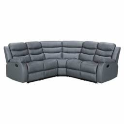 SquareBoxx Milano Leather Large Corner Recliner Sofa in Grey - thumbnail 1