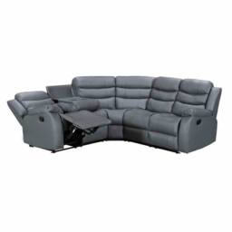 SquareBoxx Milano Leather Large Corner Recliner Sofa in Grey - thumbnail 4