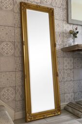 Downton Interiors Antique Gold Tall Ornate Dressing Wall Mirror with Bevelled Glass 142cm - thumbnail 3