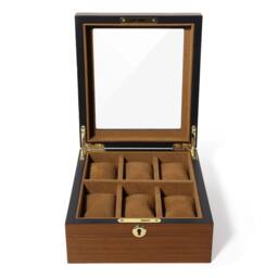 Kelvenix 6 Grids High Quality Watch Box, Watch Display & Storage Case in Brown - thumbnail 1