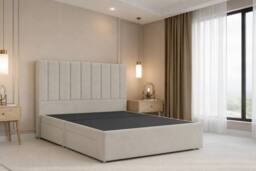 "Chester & Oakley Lunar Plush Divan Bed Base 2 Drawers Foot-End - 54"" Headboard in Cream - Size: Double" - thumbnail 3
