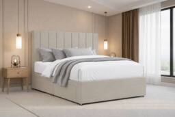 "Chester & Oakley Lunar Plush Divan Bed Base 2 Drawers Foot-End - 54"" Headboard in Cream - Size: Double" - thumbnail 5