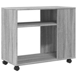 Berkfield Home Side Table with Wheels Grey Sonoma 70x35x60 cm Engineered Wood - Size: 70 x 35 x 60 cm - thumbnail 7