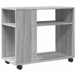 Berkfield Home Side Table with Wheels Grey Sonoma 70x35x60 cm Engineered Wood - Size: 70 x 35 x 60 cm - thumbnail 3