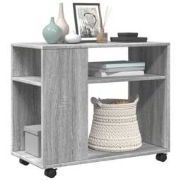 Berkfield Home Side Table with Wheels Grey Sonoma 70x35x60 cm Engineered Wood - Size: 70 x 35 x 60 cm - thumbnail 4