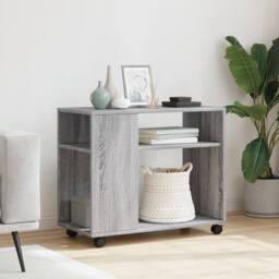 Berkfield Home Side Table with Wheels Grey Sonoma 70x35x60 cm Engineered Wood - Size: 70 x 35 x 60 cm - thumbnail 1