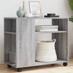Berkfield Home Side Table with Wheels Grey Sonoma 70x35x60 cm Engineered Wood - Size: 70 x 35 x 60 cm - thumbnail 2