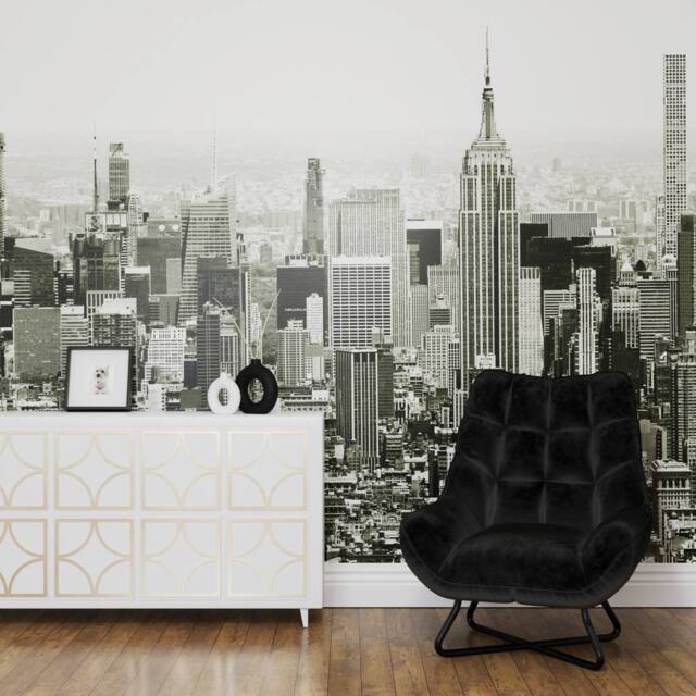 Superfresco Easy Empire Mono Print To Order 3m x 2.8m Mural in White - image 1