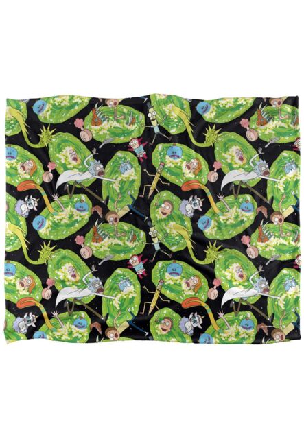 Rick & Morty Portal Mayhem Silky Touch Super Soft Throw Blanket 152 X 127 cm in White - image 1