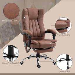 NESTLUNE High Back Office Chair with Vibration Massage & Heat, Brown - Size: 100 cm x 15 cm - thumbnail 5