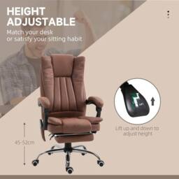 NESTLUNE High Back Office Chair with Vibration Massage & Heat, Brown - Size: 100 cm x 15 cm - thumbnail 6