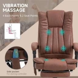 NESTLUNE High Back Office Chair with Vibration Massage & Heat, Brown - Size: 100 cm x 15 cm - thumbnail 4