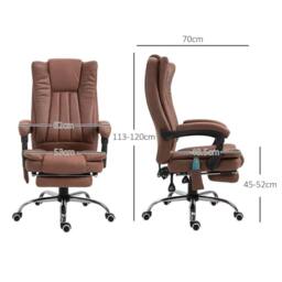 NESTLUNE High Back Office Chair with Vibration Massage & Heat, Brown - Size: 100 cm x 15 cm - thumbnail 2